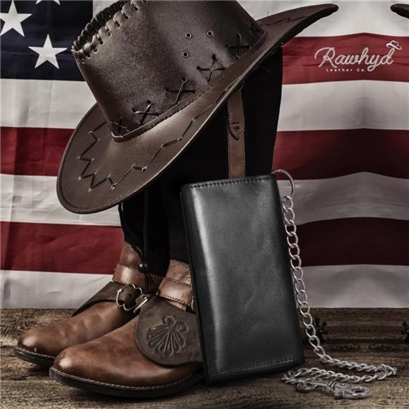 Black Chain Wallets – 6.7” Genuine Leather Wallet with Chain for Men - Picture 6 of 6